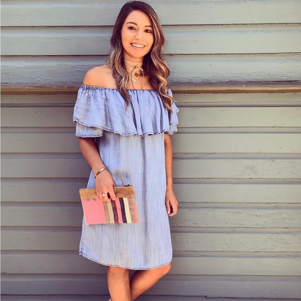 Off the shoulder denim dress